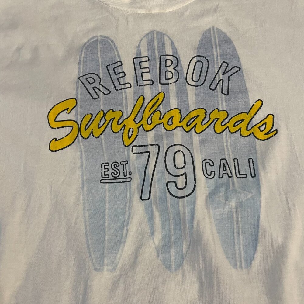 Reebok Surfboards Graphic Tee White Cali Surf Shirt Mens L - Picture 2 of 7